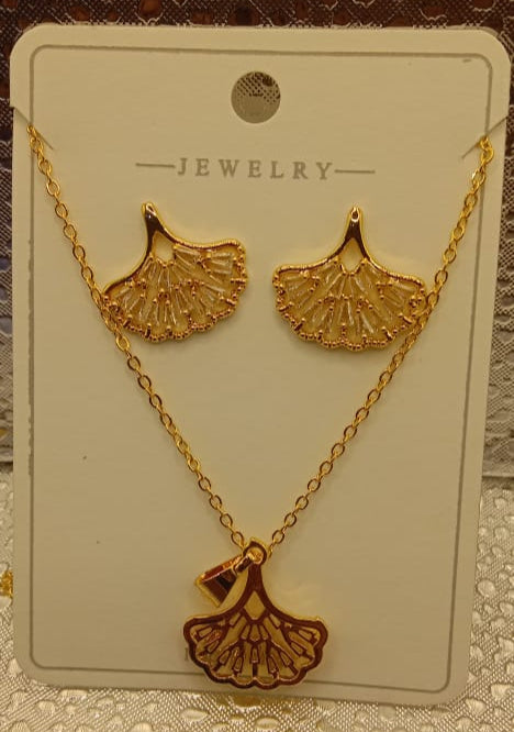 Gold Plated One Stone Necklace with earrings
