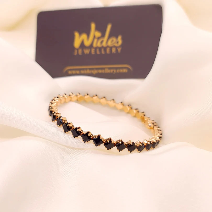 Black Square Stone Bangles – Elegant Adjustable Fashion Single Piece
