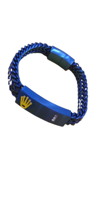 Mens Chain Bracelet - Gold, Silver and Blue