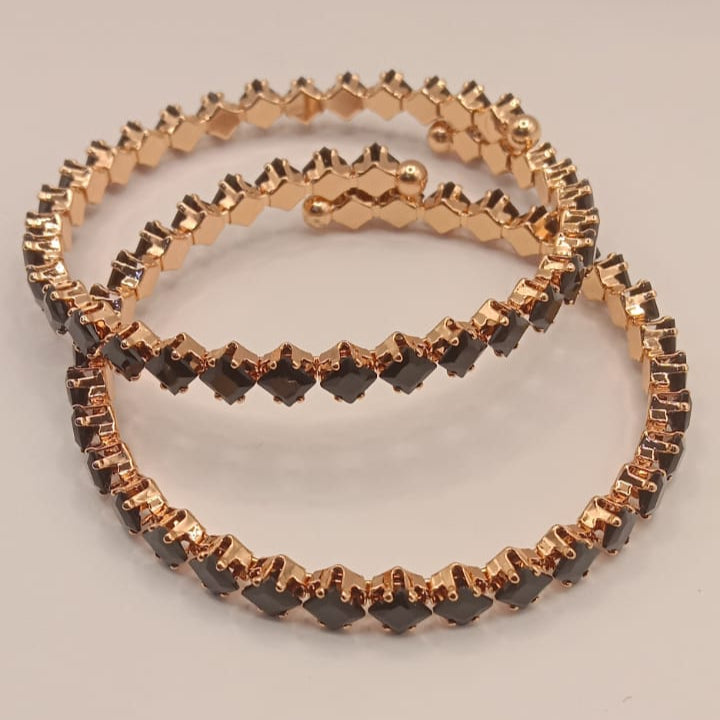 Black Square Stone Bangles – Elegant Adjustable Fashion Single Piece